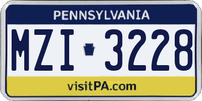 PA license plate MZI3228