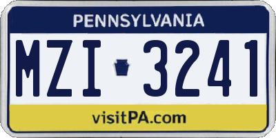 PA license plate MZI3241
