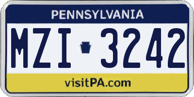 PA license plate MZI3242