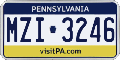 PA license plate MZI3246