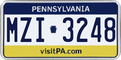PA license plate MZI3248