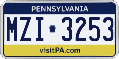 PA license plate MZI3253