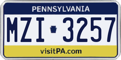 PA license plate MZI3257
