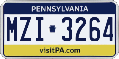 PA license plate MZI3264