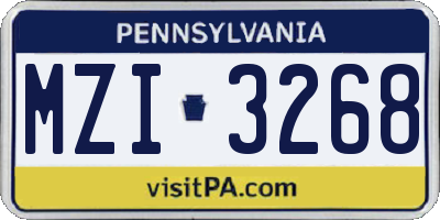PA license plate MZI3268