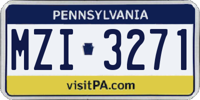 PA license plate MZI3271