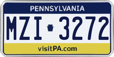PA license plate MZI3272