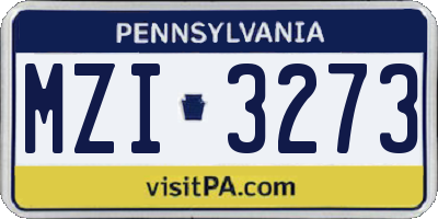 PA license plate MZI3273