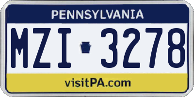 PA license plate MZI3278