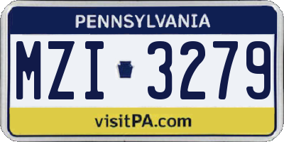 PA license plate MZI3279
