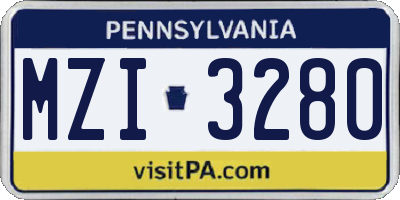 PA license plate MZI3280