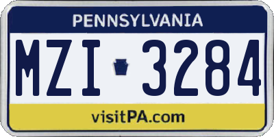 PA license plate MZI3284