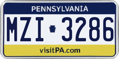 PA license plate MZI3286