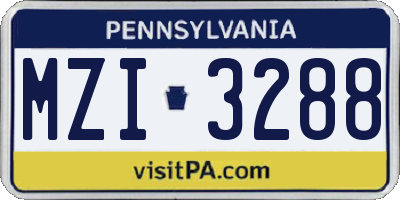 PA license plate MZI3288
