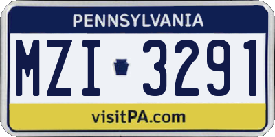 PA license plate MZI3291