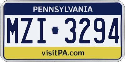 PA license plate MZI3294