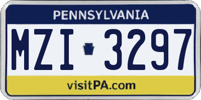 PA license plate MZI3297