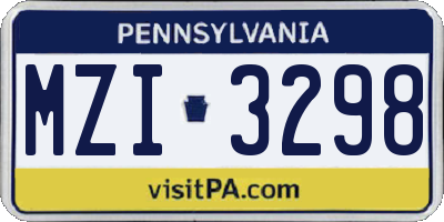 PA license plate MZI3298