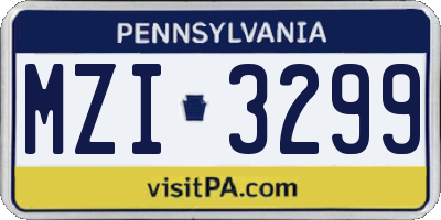PA license plate MZI3299