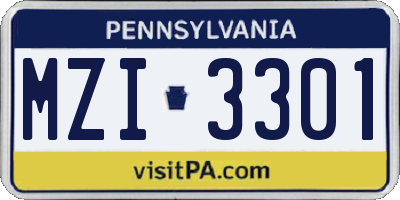PA license plate MZI3301