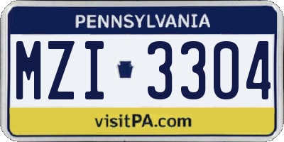 PA license plate MZI3304