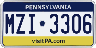 PA license plate MZI3306