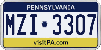 PA license plate MZI3307