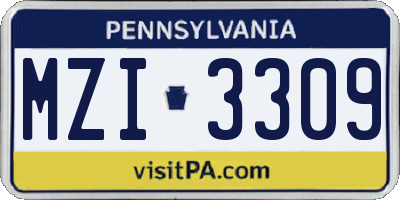 PA license plate MZI3309
