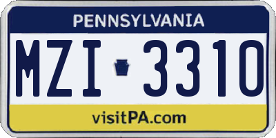 PA license plate MZI3310
