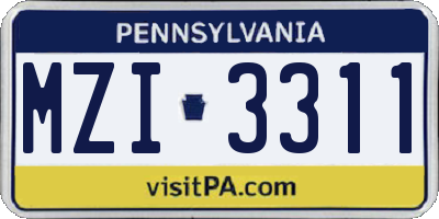 PA license plate MZI3311