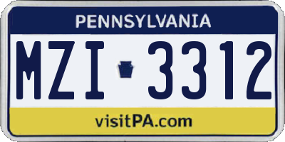 PA license plate MZI3312