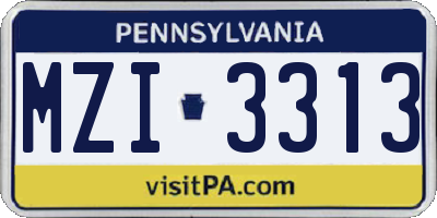 PA license plate MZI3313