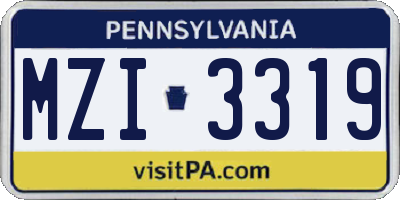 PA license plate MZI3319