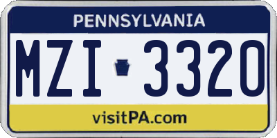 PA license plate MZI3320