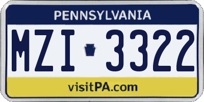 PA license plate MZI3322