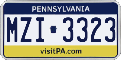 PA license plate MZI3323