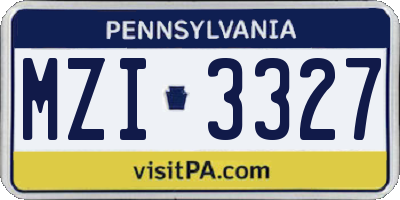 PA license plate MZI3327