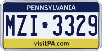 PA license plate MZI3329