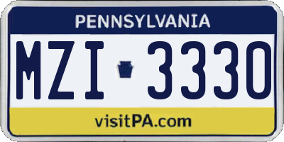 PA license plate MZI3330