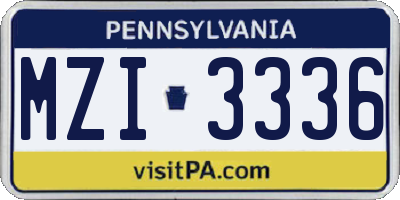 PA license plate MZI3336