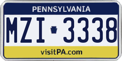 PA license plate MZI3338