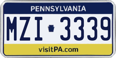 PA license plate MZI3339