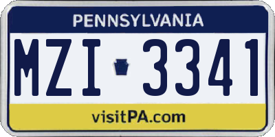PA license plate MZI3341