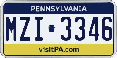 PA license plate MZI3346