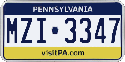 PA license plate MZI3347
