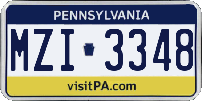 PA license plate MZI3348