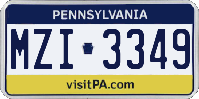 PA license plate MZI3349