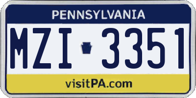 PA license plate MZI3351