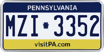 PA license plate MZI3352