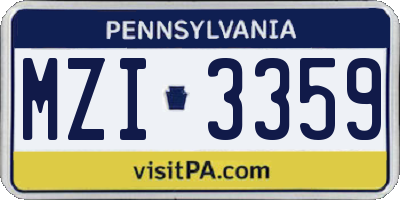 PA license plate MZI3359